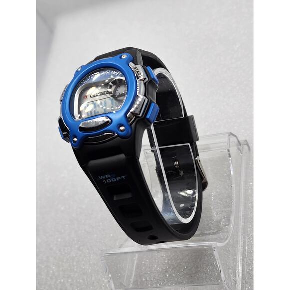 Rainbow LCD LED Backlight Sports Gym Exercise Blue Black Silver Field Watch - Picture 2 of 7